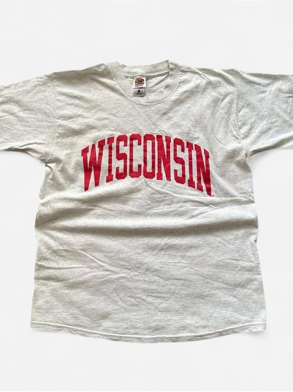 Vintage Wisconsin Red Letter Crewneck T-Shirt - White L